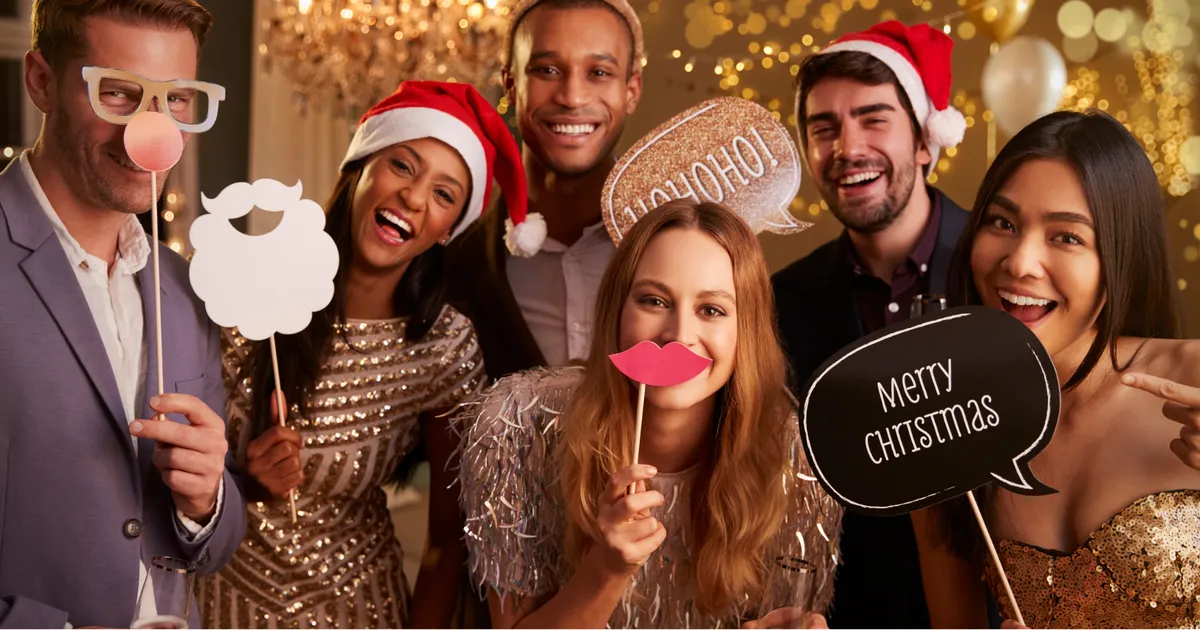 Photo booth at a company holiday party