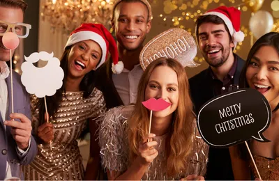 Photo booth at a company holiday party