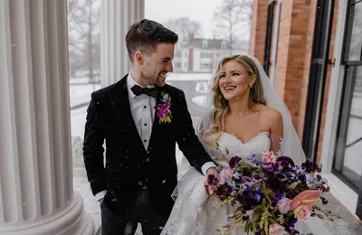 Hannah and Chris at their winter wedding at the Inns of Aurora