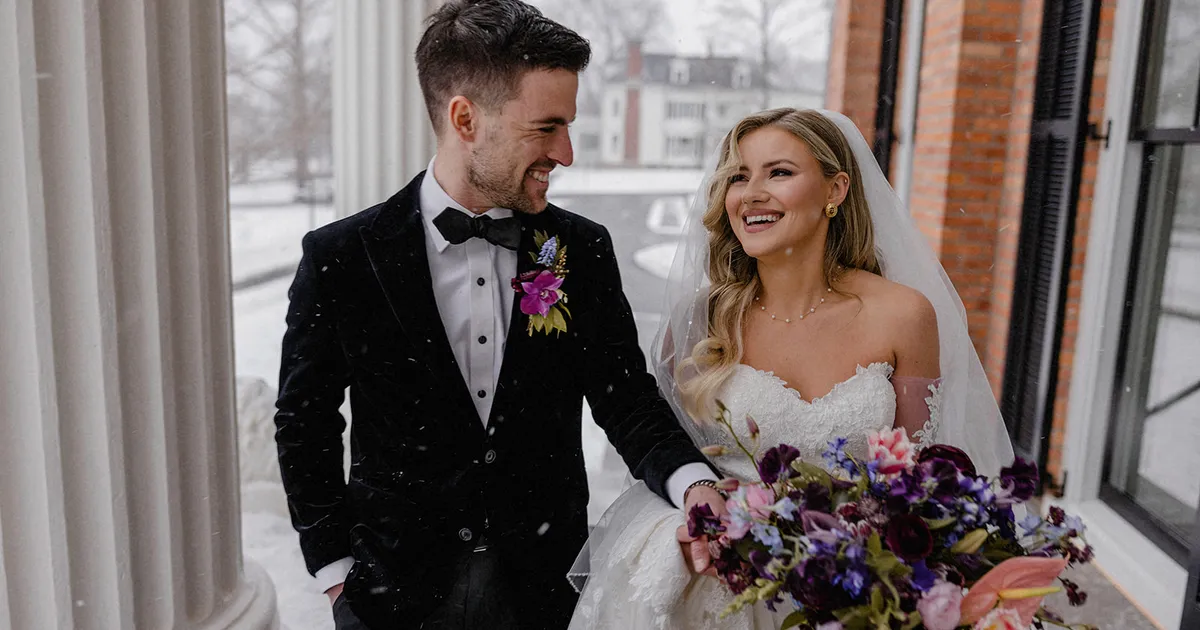 Hannah and Chris at their winter wedding at the Inns of Aurora