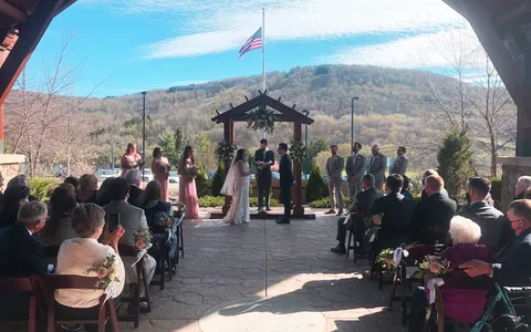 Rachael and Tom at their wedding at Greek Peak Mountain Resort