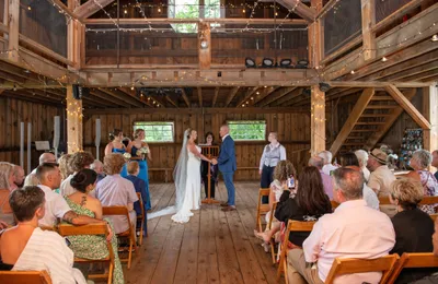 Cynthia and Chris at their rustic wedding at Gratitude & Grace