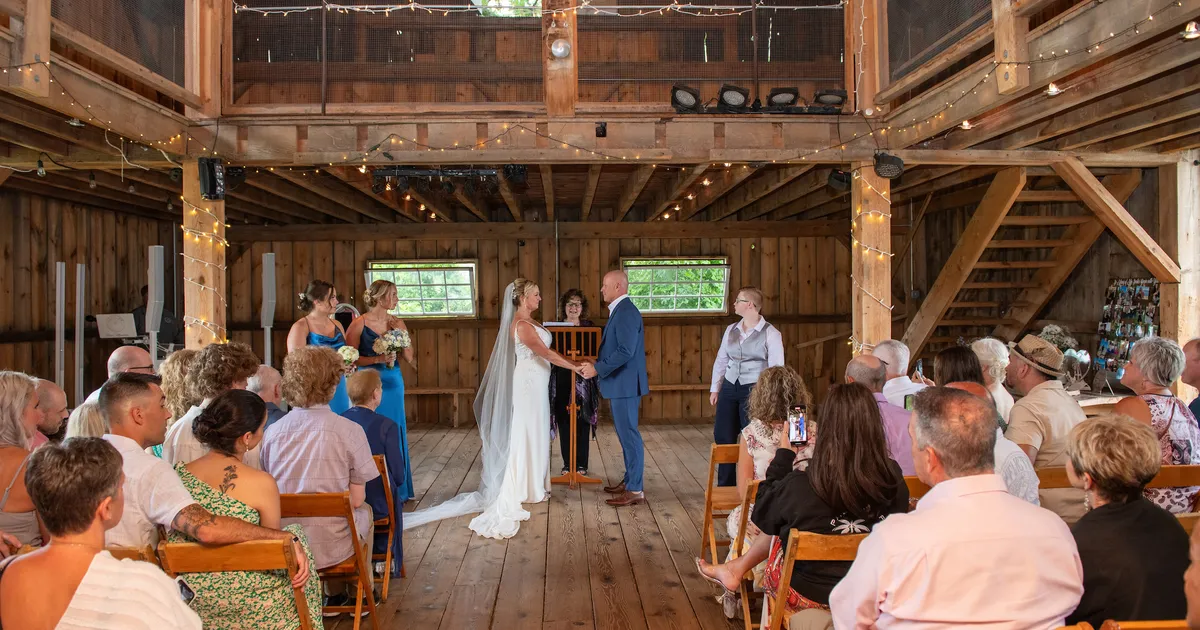 Cynthia and Chris at their rustic wedding at Gratitude & Grace