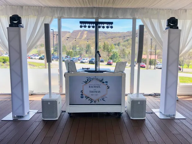 Rachael and Tom dancing at their Greek Peak Mountain Resort wedding reception