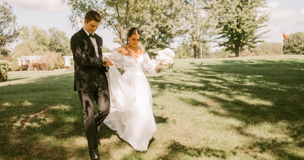 Emma and Steve at their golf course wedding at Traditions at the Links