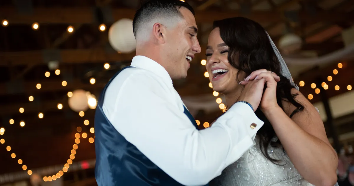 Couple sharing their first dance at a wedding