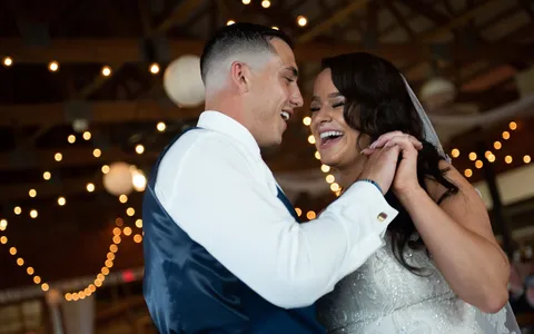 Couple sharing their first dance at a wedding