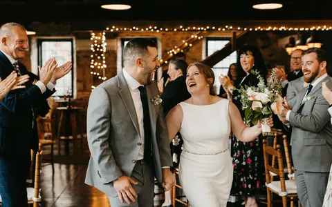 Bridal party making a grand entrance at a wedding reception