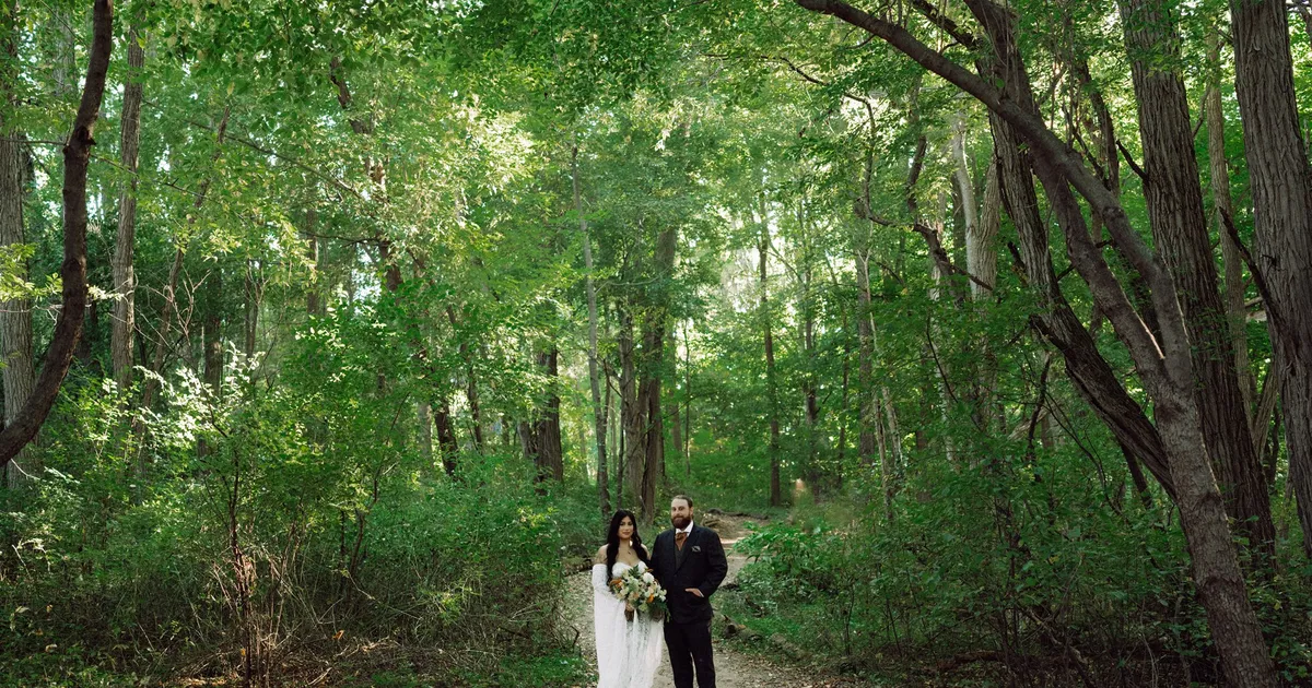 Kaelyn and Andrew at their wedding at The Kester Homestead