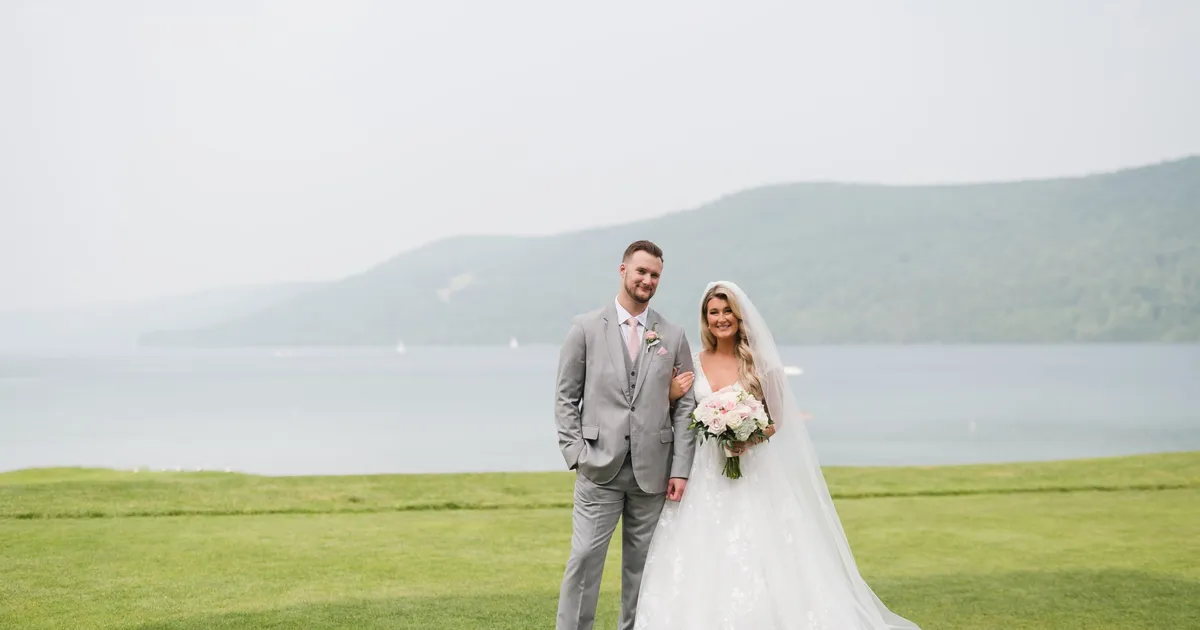 Melissa and Jeremy at their wedding at The Otesaga Resort