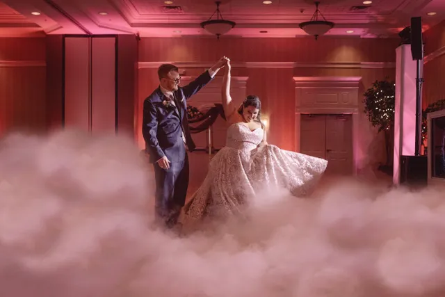 Couple dancing in the dancing on a cloud effect