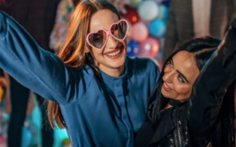 Guests having fun at an event photo booth