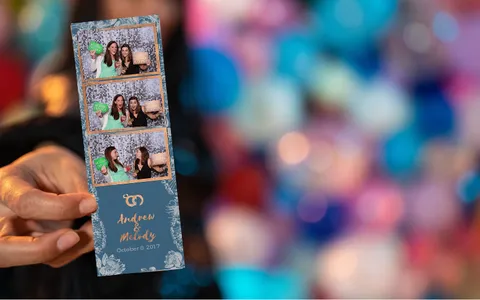 Guests using a photo booth at an event
