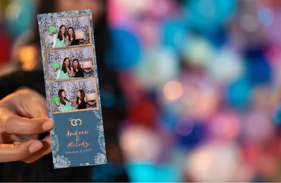 Guests using a photo booth at an event
