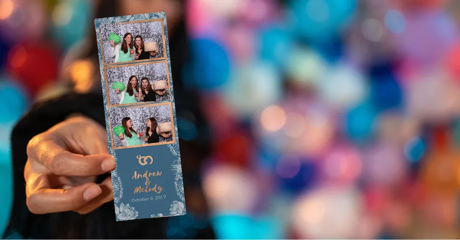 Guests using a photo booth at an event
