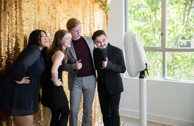Photo booth guests at a corporate event