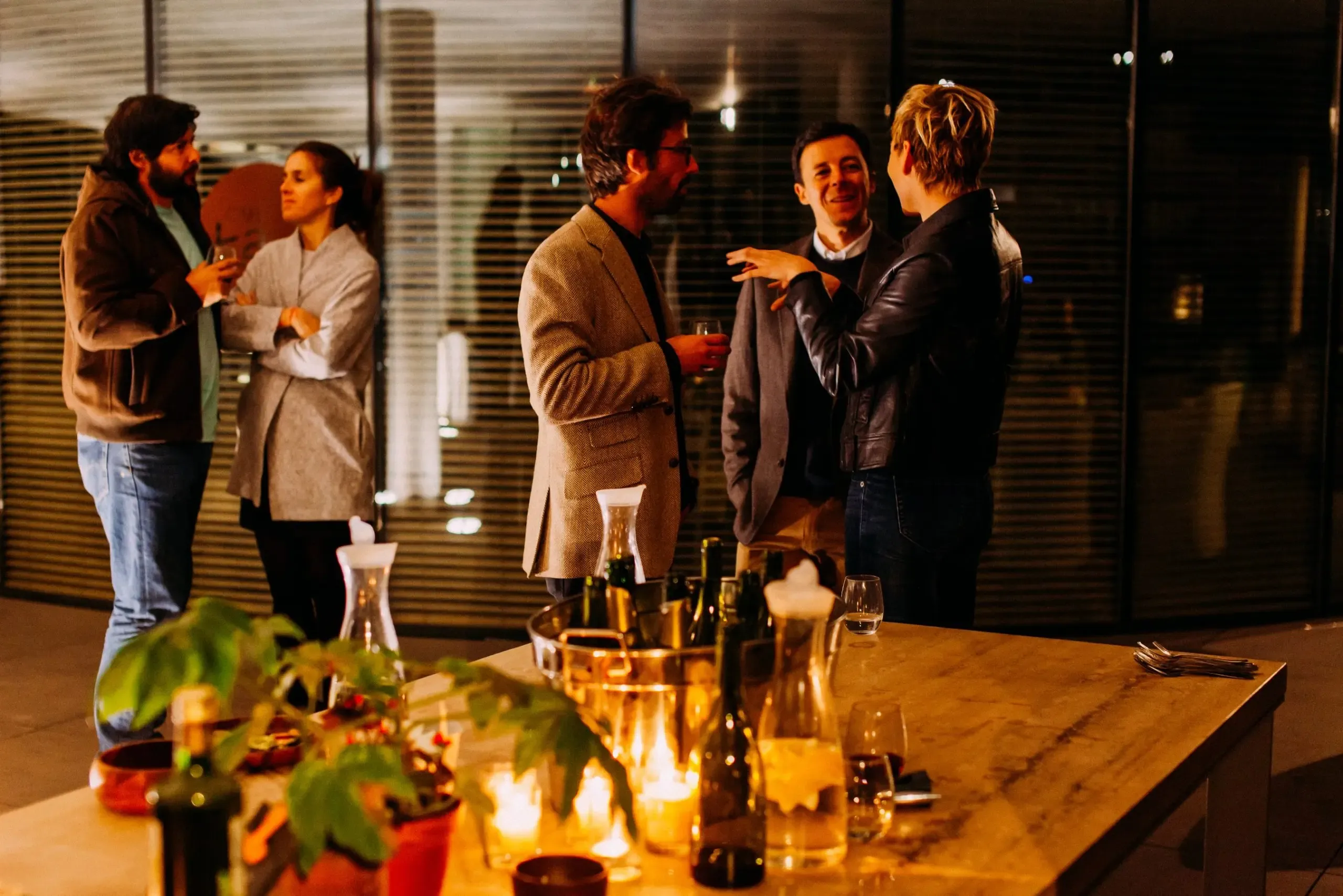 casual corporate event with custom lighting