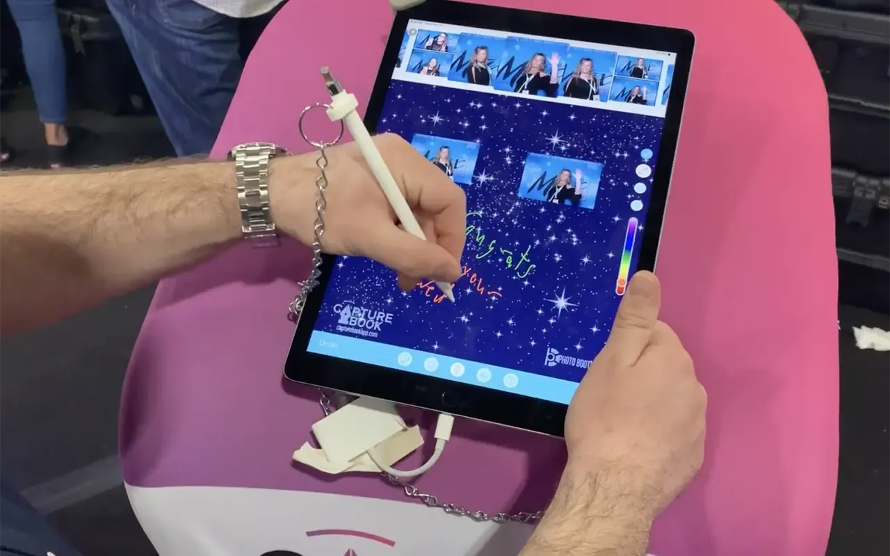 digital scrapbook kiosk at a wedding event