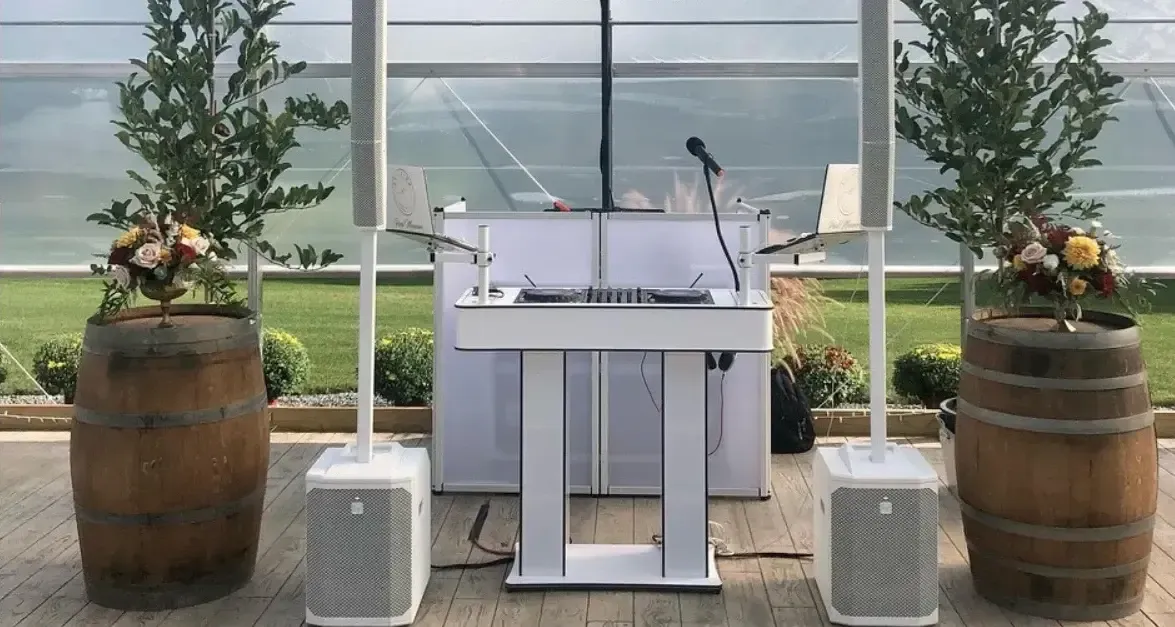 DJ booth setup at an event