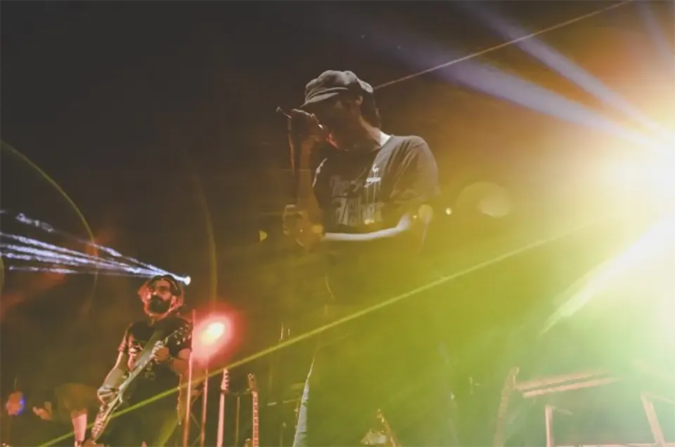 light show and live music at a corporate event