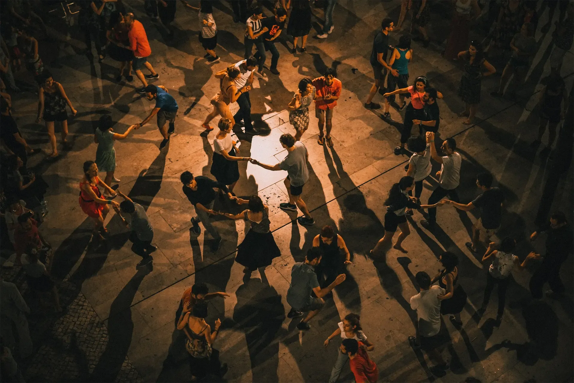 outdoor wedding reception party with subtle lighting