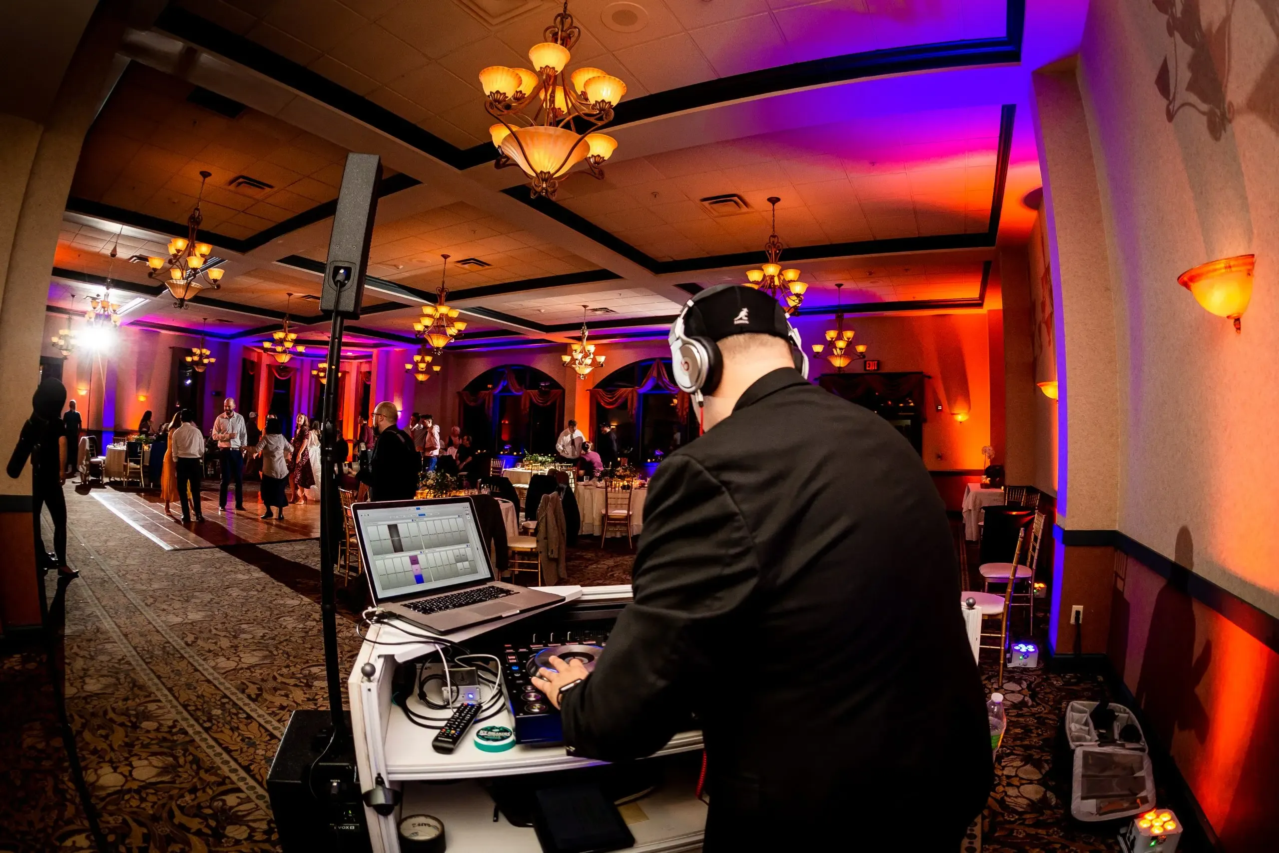 Paul Manzari's DJ booth at a wedding event in Syracuse, NY