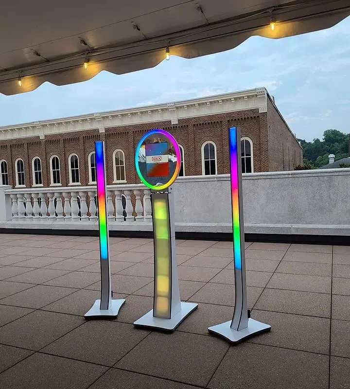 selfie station photo booth at a wedding celebration