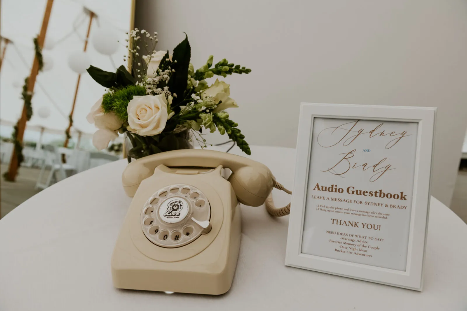 Audio guestbook table at Sydney and Brady’s Inn at Taughannock Falls wedding