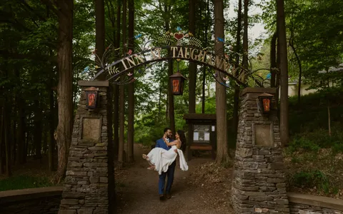 Sydney and Brady at their wedding at the Inn at Taughannock Falls
