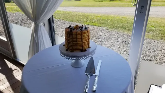 Kira and Nick during their wedding reception at Hope Lake Lodge