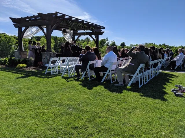 Marisa and Brandon at their wedding at Owera Vineyards
