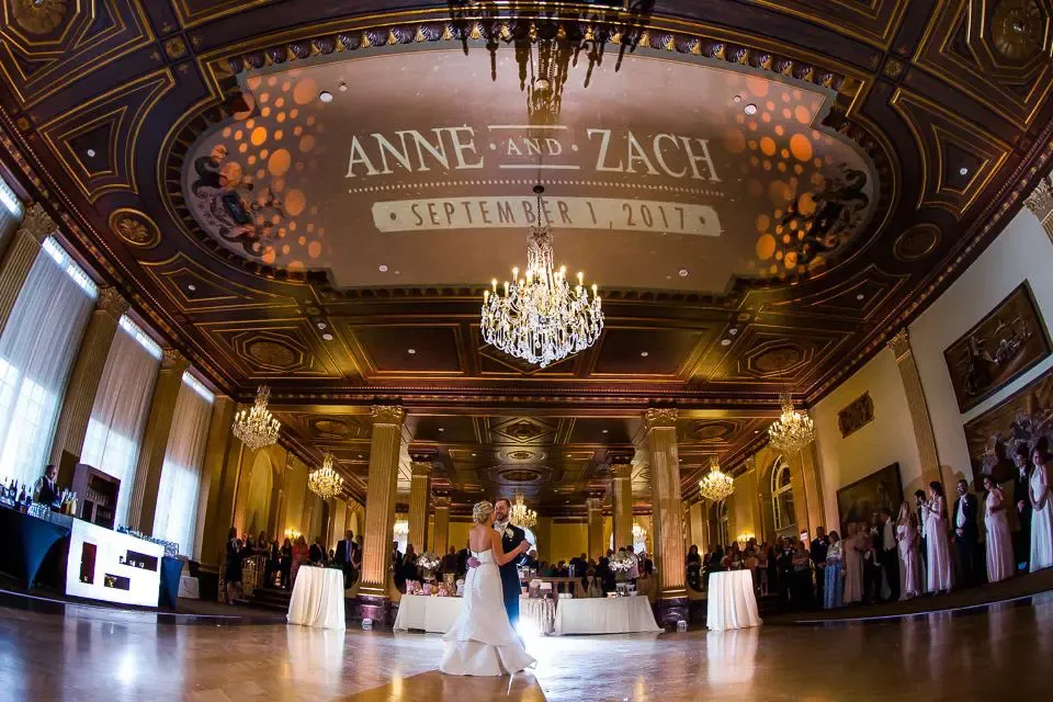 monogram still projection image at a wedding celebration